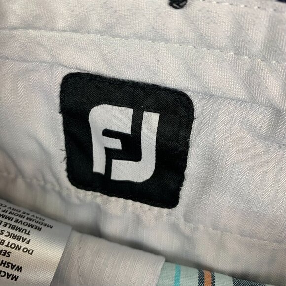 FootJoy Mens Shorts 34 Blue Orange Plaid Chino Golf 10" Inseam Nylon Polyester - Picture 3 of 10